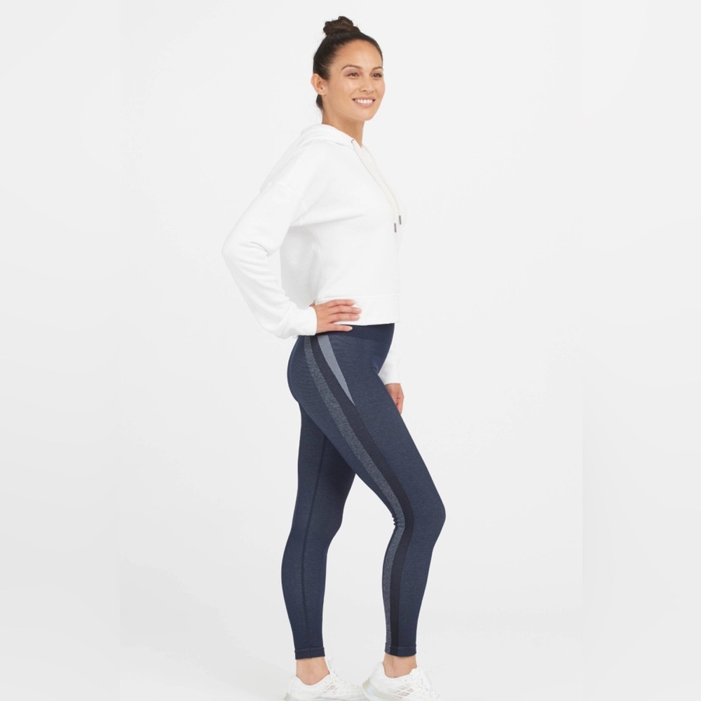 NWT SPANX Women’s Seamless Track Stripe Legging, Navy Haze, Large